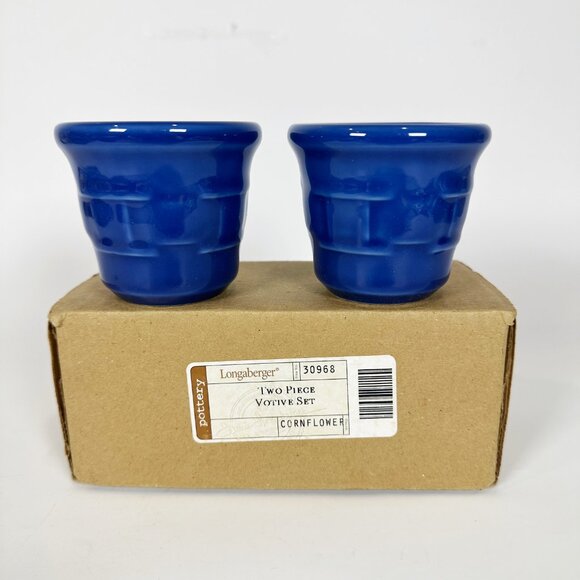 NEW Longaberger Woven Traditions Votive Cups Set of 2 Cornflower Blue USA Made - Picture 5 of 9